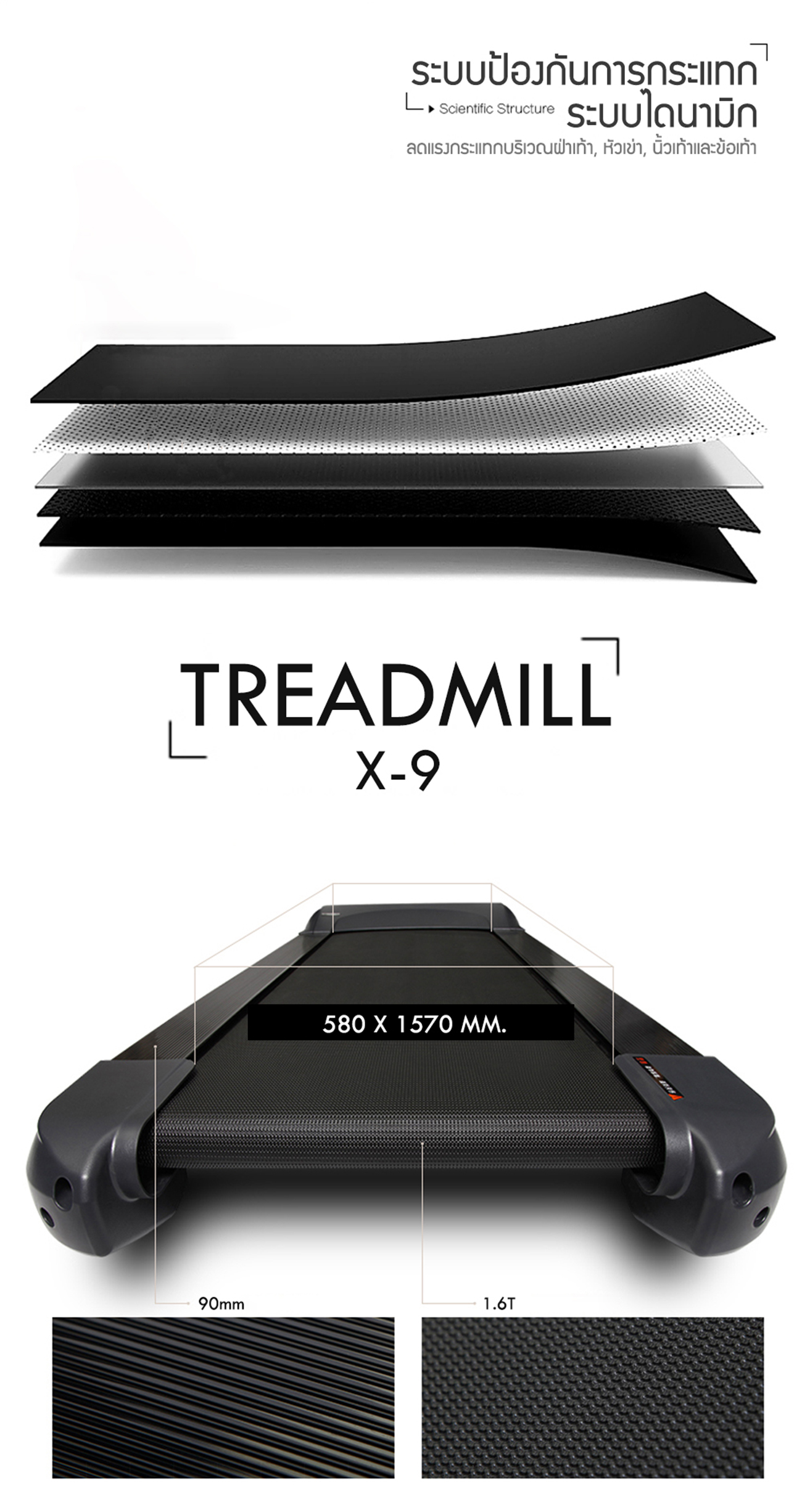 ลู่วิ่งไฟฟ้า 360 องศา ฟิตเนส Commercial Treadmill X9 - AC 6.0 HP motor (motor peak 7.0HP)